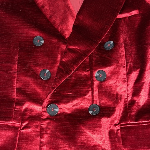 FREE PEOPLE Ashby Brushed Velvet Holiday Christmas Red Blazer Oversized Size M - Picture 7 of 16